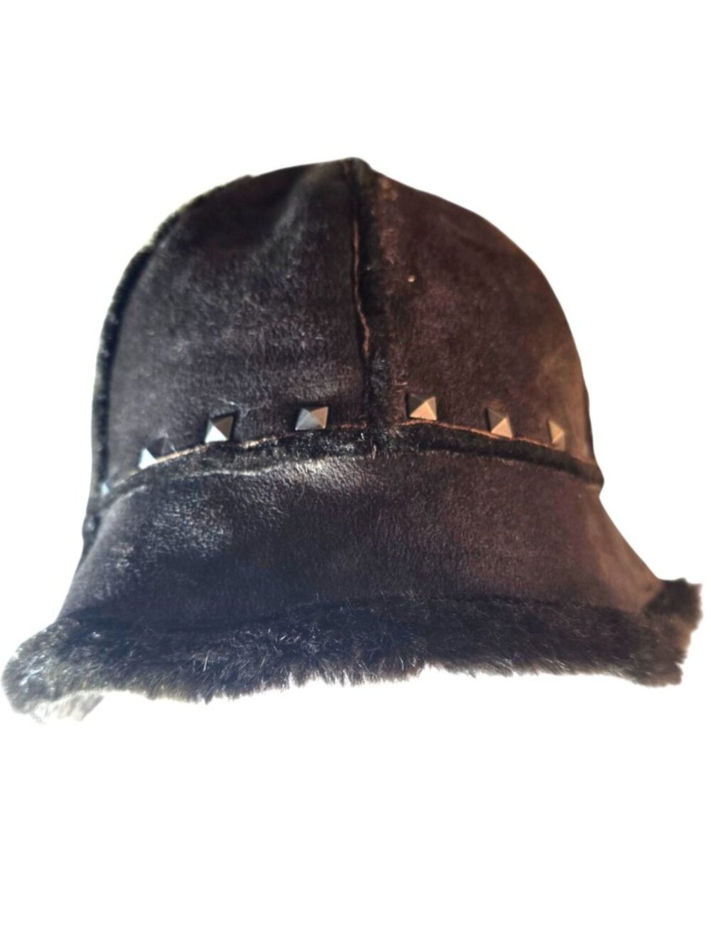 Brown Faux Suede Bucket Hat Stud Detail Cejon Fall Autumn Cap Headwear Neutral